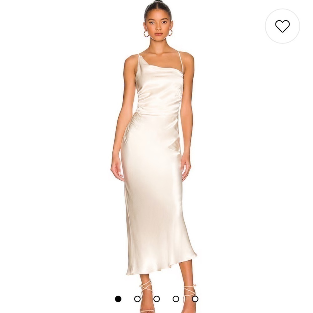 Shona Joy La Lune Asymmetrical Bias Cowl Midi Dress in Cream